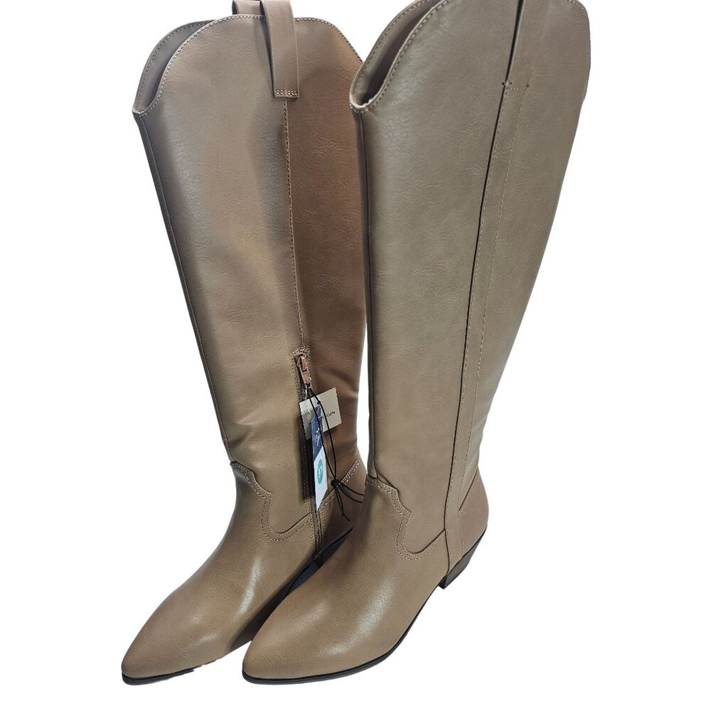 Universal Thread Light Brown Beige Faux Leather Knee-High Boots Women 9.5 US